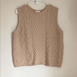 DemyLee  Beige Cable Knit Sweater Vest